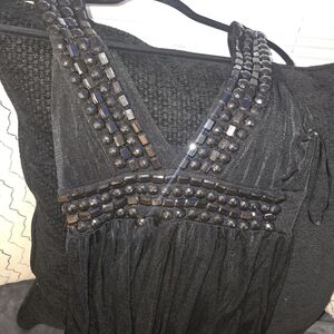 Elegant Black Embellished Women's Blouse
